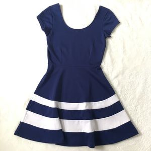 Charlotte Russe Navy w/ White Stripes Skater Dress